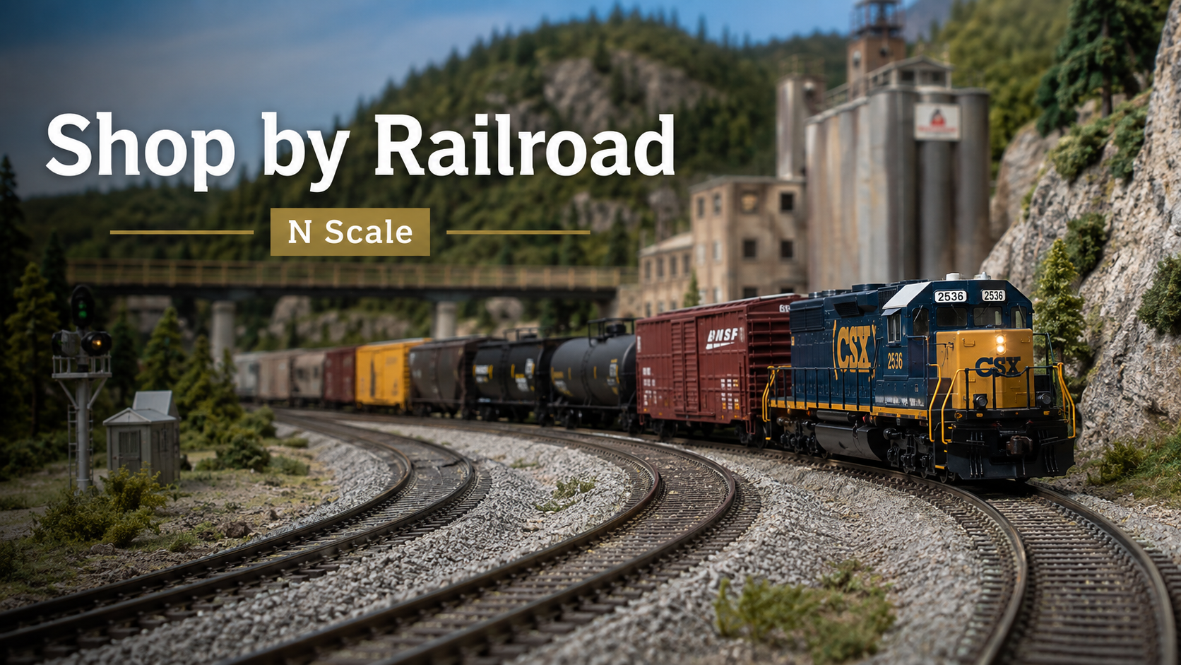 N scale railroad scene for shopping ballast and scenery by railroad